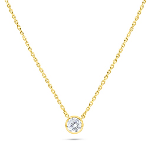 [NCL02WCZ00000B531] Sterling Silver 925 Necklace Golden Plated Embedded With White Zircon