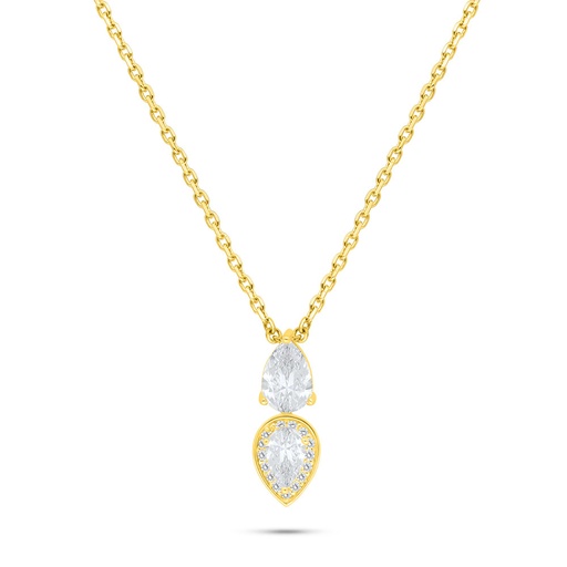 [NCL02WCZ00000B532] Sterling Silver 925 Necklace Golden Plated Embedded With White Zircon
