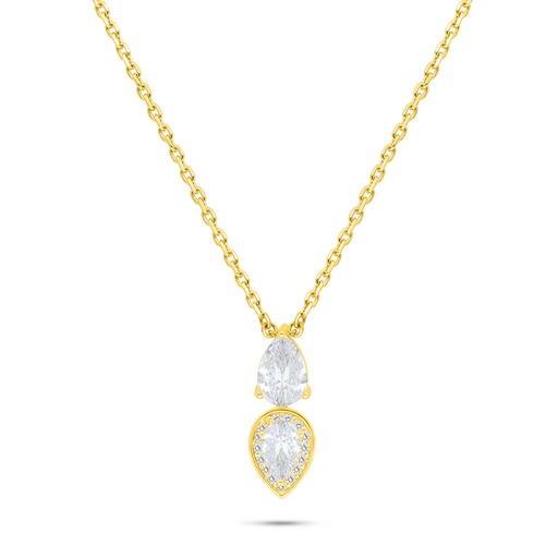 [NCL02WCZ00000B532] Sterling Silver 925 Necklace Golden Plated Embedded With White Zircon