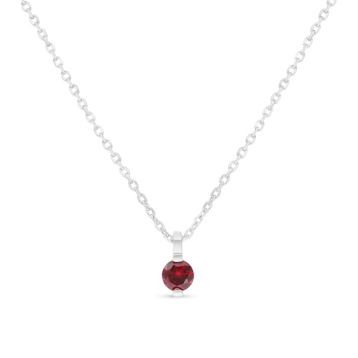 [NCL01RUB00000B533] Sterling Silver 925 Necklace Rhodium Plated Embedded With Ruby Corundum 