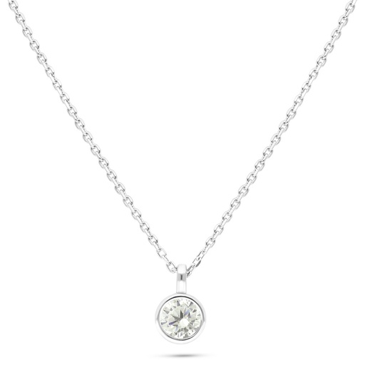 [NCL01CIT00000B534] Sterling Silver 925 Necklace Rhodium Plated Embedded With Yellow Diamond 