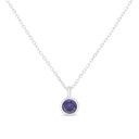 Sterling Silver 925 Necklace Rhodium Plated Embedded With Sapphire Corundum 