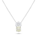 Sterling Silver 925 Necklace Rhodium Plated Embedded With Yellow Diamond And White Zircon