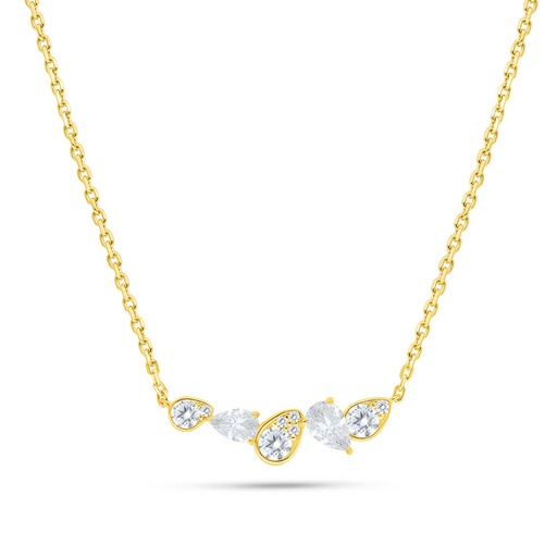 [NCL02WCZ00000B537] Sterling Silver 925 Necklace Golden Plated Embedded With White Zircon