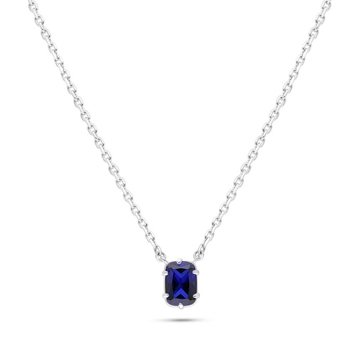 [NCL01SAP00000B538] Sterling Silver 925 Necklace Rhodium Plated Embedded With Sapphire Corundum 