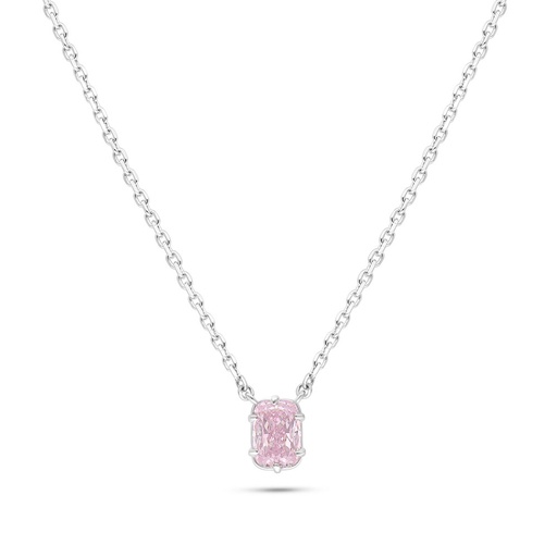 [NCL01PIK00000B538] Sterling Silver 925 Necklace Rhodium Plated Embedded With pink Zircon 