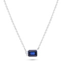 Sterling Silver 925 Necklace Rhodium Plated Embedded With Sapphire Corundum And White Zircon