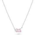 Sterling Silver 925 Necklace Rhodium Plated Embedded With pink Zircon And White Zircon