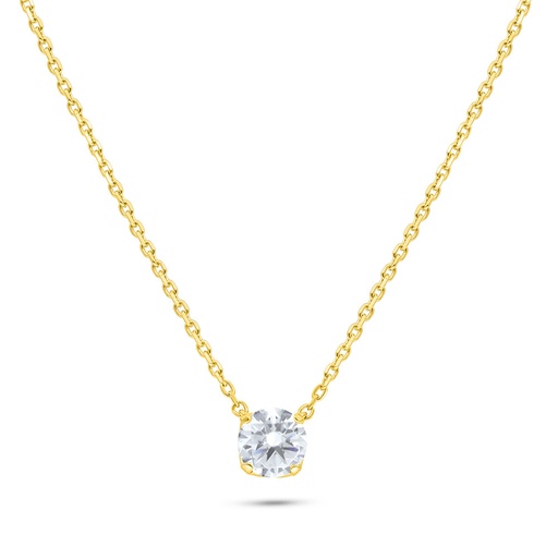 [NCL02WCZ00000B540] Sterling Silver 925 Necklace Golden Plated Embedded With White Zircon