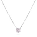 Sterling Silver 925 Necklace Rhodium Plated Embedded With pink Zircon 