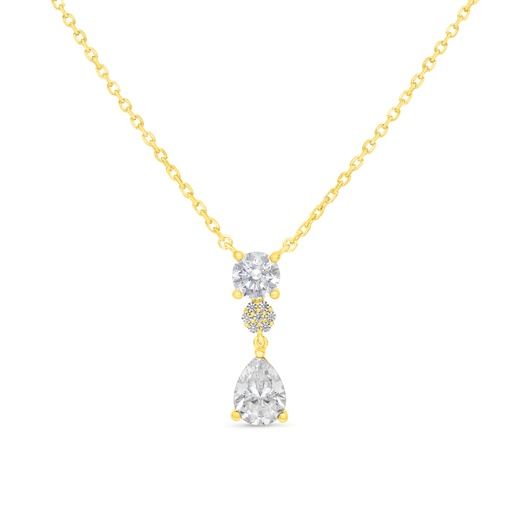 [NCL02WCZ00000B546] Sterling Silver 925 Necklace Golden Plated Embedded With White Zircon