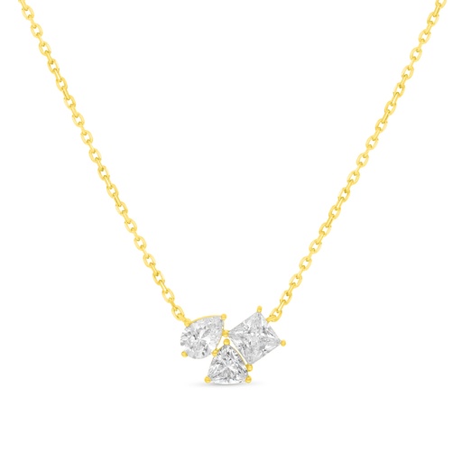 [NCL02WCZ00000B547] Sterling Silver 925 Necklace Golden Plated Embedded With White Zircon