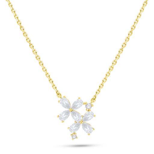 [NCL02WCZ00000B549] Sterling Silver 925 Necklace Golden Plated Embedded With White Zircon