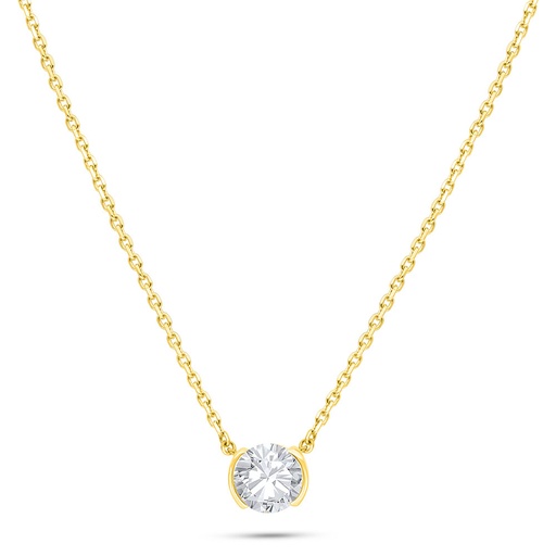 [NCL02WCZ00000B550] Sterling Silver 925 Necklace Golden Plated Embedded With White Zircon