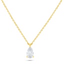 Sterling Silver 925 Necklace Golden Plated Embedded With White Zircon