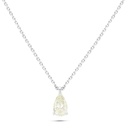 Sterling Silver 925 Necklace Rhodium Plated Embedded With Yellow Diamond 