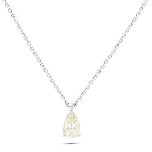 [NCL01CIT00000B551] Sterling Silver 925 Necklace Rhodium Plated Embedded With Yellow Diamond 