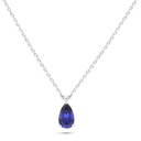 Sterling Silver 925 Necklace Rhodium Plated Embedded With Sapphire Corundum 