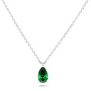 Sterling Silver 925 Necklace Rhodium Plated Embedded With Emerald Zircon