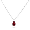 Sterling Silver 925 Necklace Rhodium Plated Embedded With Ruby Corundum 