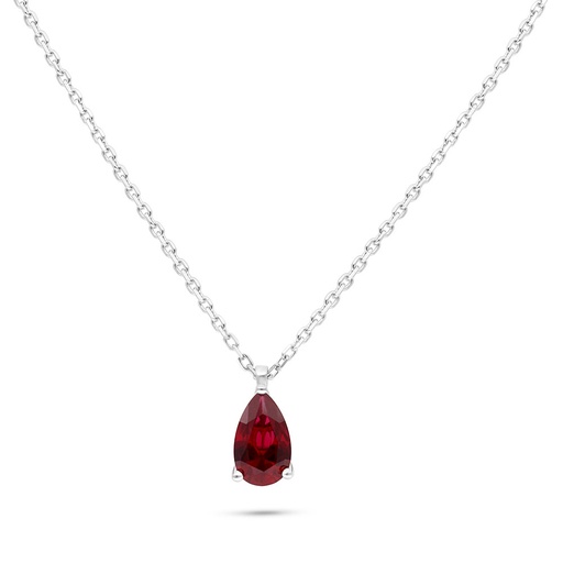 [NCL01RUB00000B551] Sterling Silver 925 Necklace Rhodium Plated Embedded With Ruby Corundum 