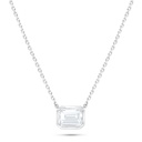 Sterling Silver 925 Necklace Rhodium Plated Embedded With White Zircon