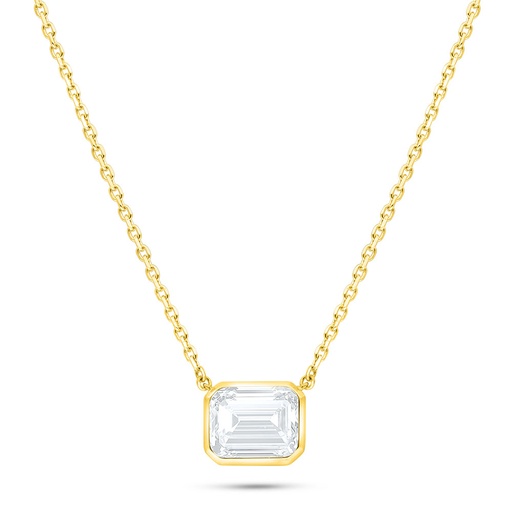 [NCL02WCZ00000B554] Sterling Silver 925 Necklace Golden Plated Embedded With White Zircon