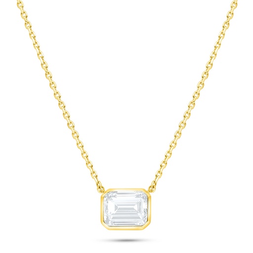 [NCL02WCZ00000B554] Sterling Silver 925 Necklace Golden Plated Embedded With White Zircon