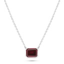 Sterling Silver 925 Necklace Rhodium Plated Embedded With Ruby Corundum 