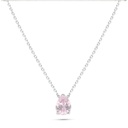 Sterling Silver 925 Necklace Rhodium Plated Embedded With pink Zircon 