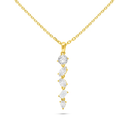 [NCL02WCZ00000B556] Sterling Silver 925 Necklace Golden Plated Embedded With White Zircon