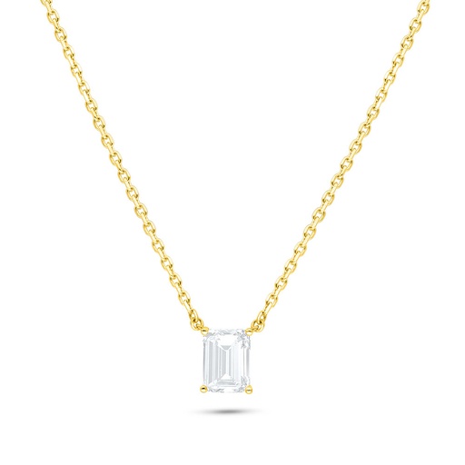 [NCL02WCZ00000B557] Sterling Silver 925 Necklace Golden Plated Embedded With White Zircon