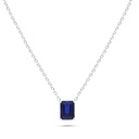 Sterling Silver 925 Necklace Rhodium Plated Embedded With Sapphire Corundum 