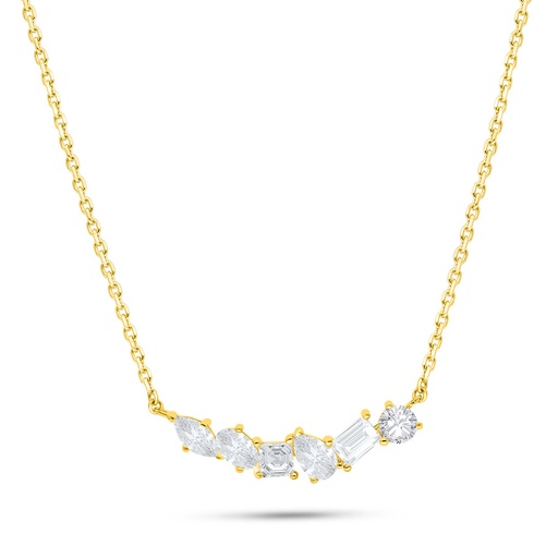 [NCL02WCZ00000B558] Sterling Silver 925 Necklace Golden Plated Embedded With White Zircon