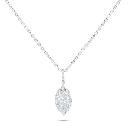 [NCL01WCZ00000B560] Sterling Silver 925 Necklace Rhodium Plated Embedded With White Zircon