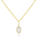 Sterling Silver 925 Necklace Golden Plated Embedded With White Zircon