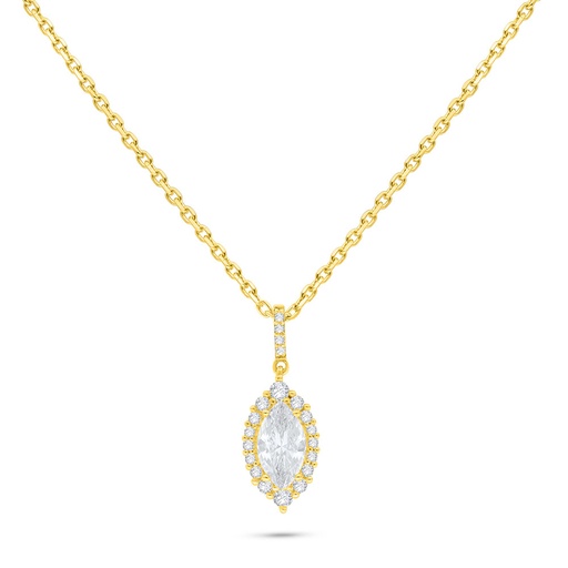 [NCL02WCZ00000B560] Sterling Silver 925 Necklace Golden Plated Embedded With White Zircon