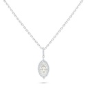 Sterling Silver 925 Necklace Rhodium Plated Embedded With Yellow Diamond And White Zircon