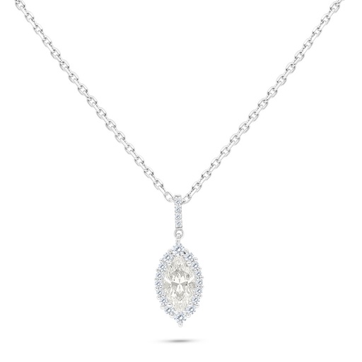 [NCL01CIT00WCZB560] Sterling Silver 925 Necklace Rhodium Plated Embedded With Yellow Diamond And White Zircon