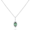 Sterling Silver 925 Necklace Rhodium Plated Embedded With Emerald Zircon And White Zircon