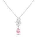 Sterling Silver 925 Necklace Rhodium Plated Embedded With pink Zircon And White Zircon