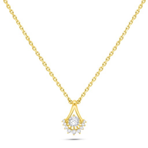 [NCL02WCZ00000B565] Sterling Silver 925 Necklace Golden Plated Embedded With White Zircon