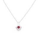 Sterling Silver 925 Necklace Rhodium Plated Embedded With Ruby Corundum And White Zircon