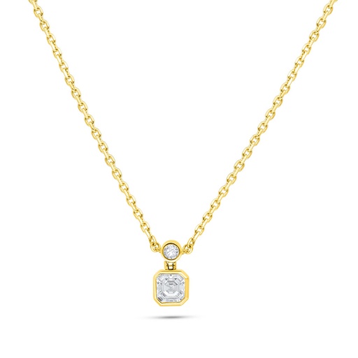 [NCL02WCZ00000B566] Sterling Silver 925 Necklace Golden Plated Embedded With White Zircon