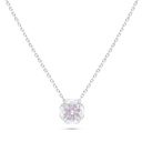 Sterling Silver 925 Necklace Rhodium Plated Embedded With pink Zircon And White Zircon