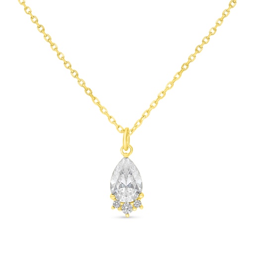 [NCL02WCZ00000B574] Sterling Silver 925 Necklace Golden Plated Embedded With White Zircon