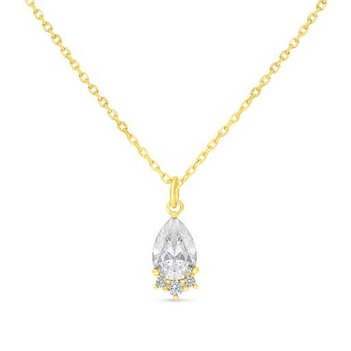 [NCL02WCZ00000B574] Sterling Silver 925 Necklace Golden Plated Embedded With White Zircon