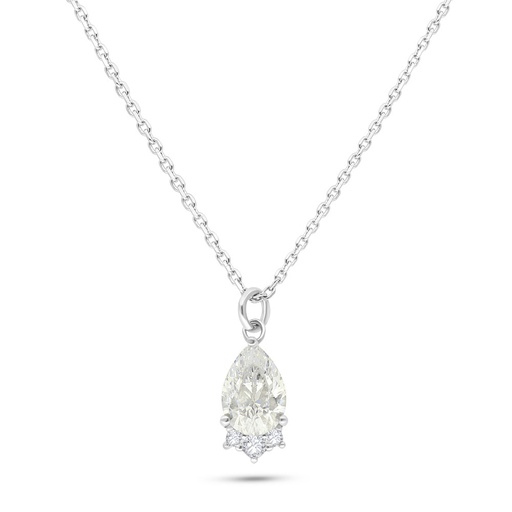 [NCL01CIT00WCZB574] Sterling Silver 925 Necklace Rhodium Plated Embedded With Yellow Diamond And White Zircon