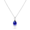 Sterling Silver 925 Necklace Rhodium Plated Embedded With Sapphire Corundum And White Zircon