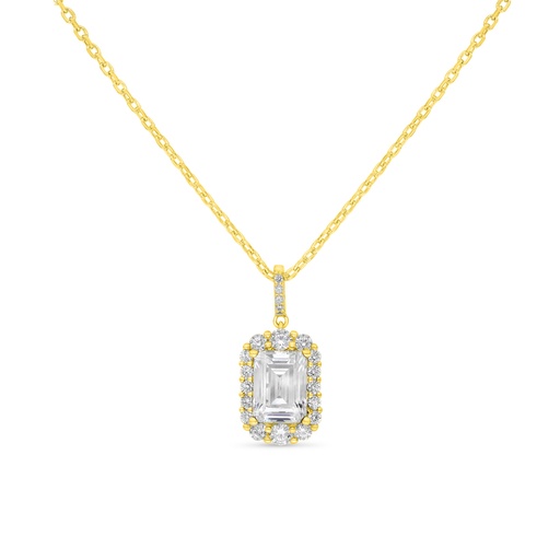 [NCL02WCZ00000B577] Sterling Silver 925 Necklace Golden Plated Embedded With White Zircon